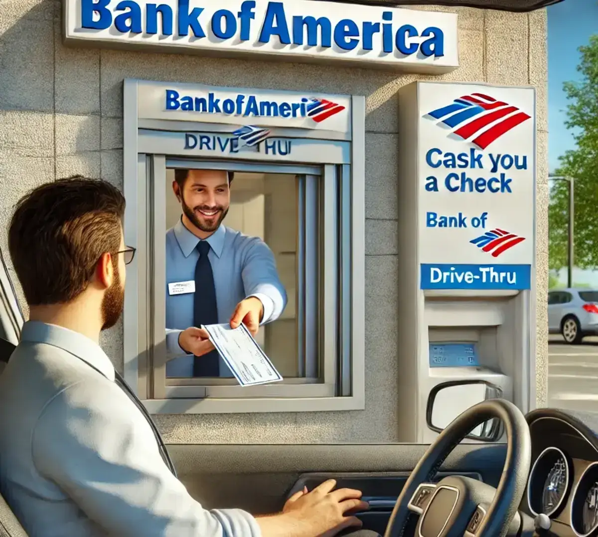 can you cash a check at bank of america drive-thru